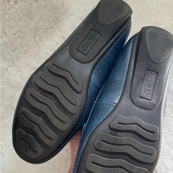 Ralph Lauren Navy Textured Loafers - Picture 4 of 6